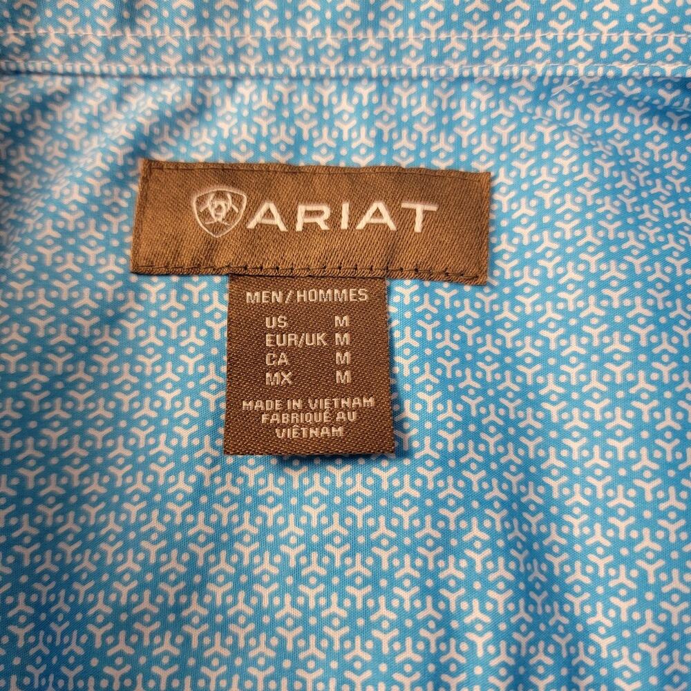 Ariat Shirt Mens Med Blue Simeon Classic Fit Short Sleeve Button Up Western 946 - Picture 3 of 10